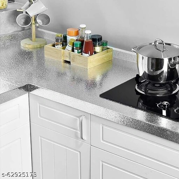 Kitchen Oil-Proof Waterproof Aluminum Foil High Temperature Paper Wall Stickers Stove Cabinet Film (Silver, 60 x 200 cm) - Silver, Pvc, s-63925274, free size