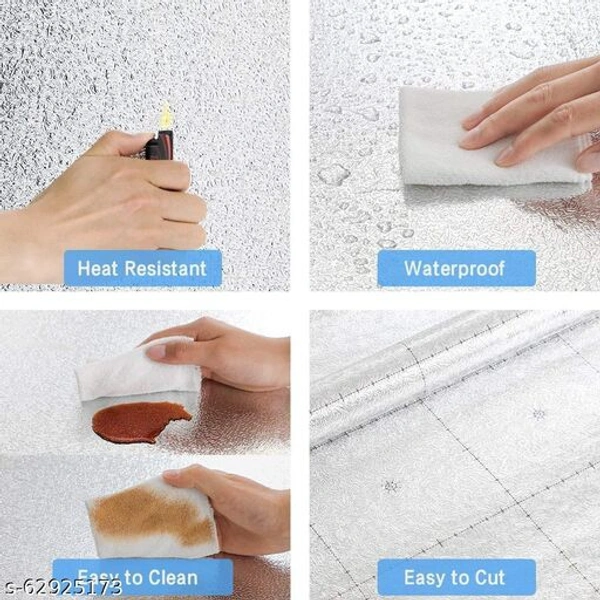 Kitchen Oil-Proof Waterproof Aluminum Foil High Temperature Paper Wall Stickers Stove Cabinet Film (Silver, 60 x 200 cm) - Silver, Pvc, s-63925274, free size