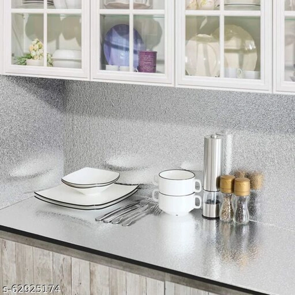 Kitchen Oil-Proof Waterproof Aluminum Foil High Temperature Paper Wall Stickers Stove Cabinet Film (Silver, 60 x 200 cm) - Golden, Pvc, s-63925271, free size