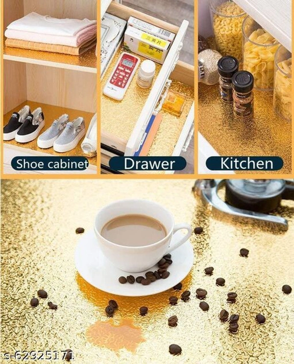 Kitchen Oil-Proof Waterproof Aluminum Foil High Temperature Paper Wall Stickers Stove Cabinet Film (Silver, 60 x 200 cm) - Golden, Pvc, s-63925271, free size