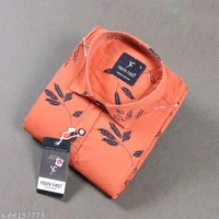 MEN FLOWER  PRINT SHIRT - s-66157773, Orange, L
