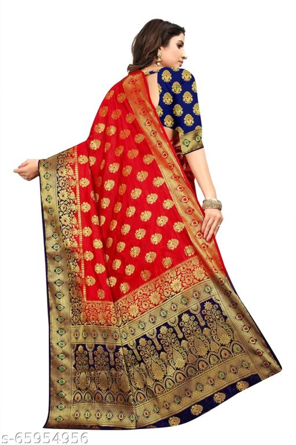 Ganga kanjivaram silk saree with zari blouse - Red, s-65954956