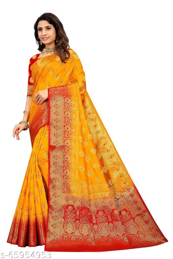 Ganga kanjivaram silk saree with zari blouse - Red, s-65954956