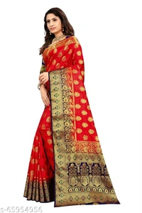 Ganga kanjivaram silk saree with zari blouse - Red, s-65954956