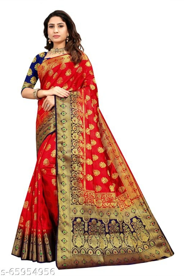 Ganga kanjivaram silk saree with zari blouse - yellow, s-65954953