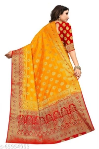 Ganga kanjivaram silk saree with zari blouse - yellow, s-65954953