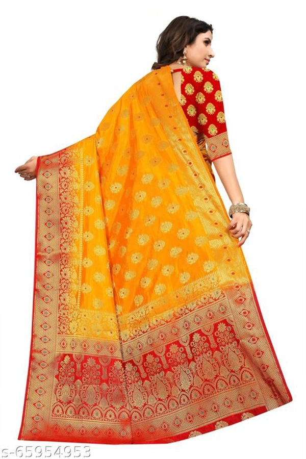 Ganga kanjivaram silk saree with zari blouse - yellow, s-65954953