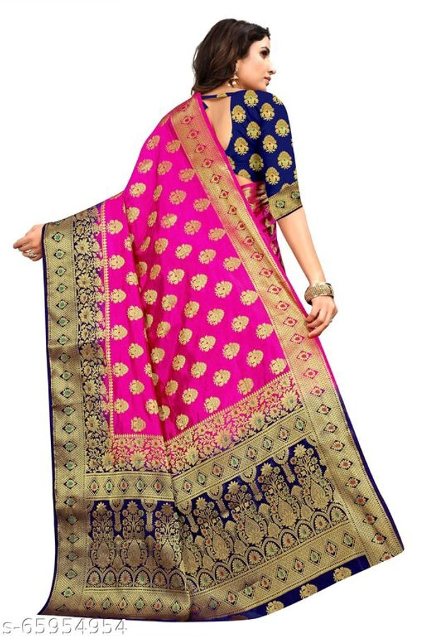 Ganga kanjivaram silk saree with zari blouse - Pink, s-65954954