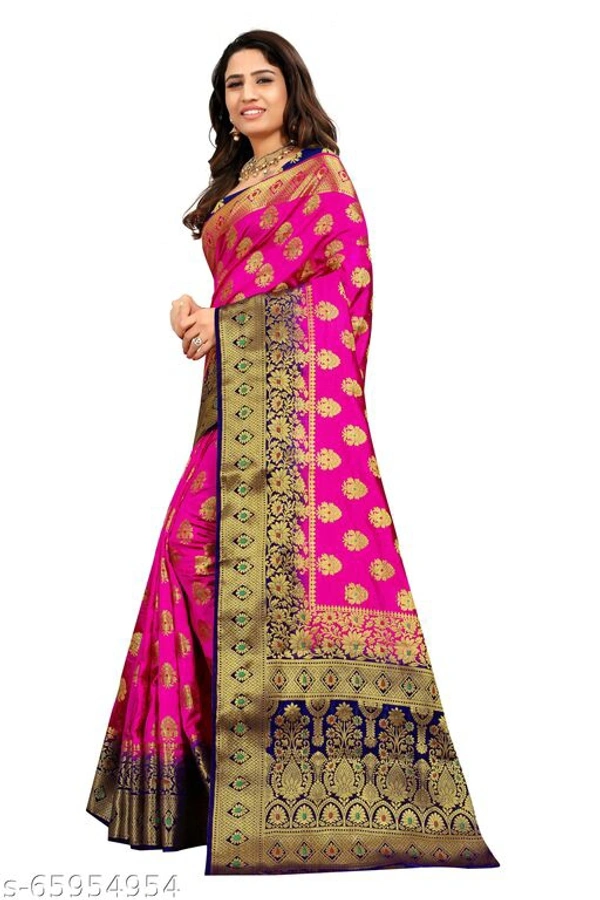 Ganga kanjivaram silk saree with zari blouse - Blue, s-65954955