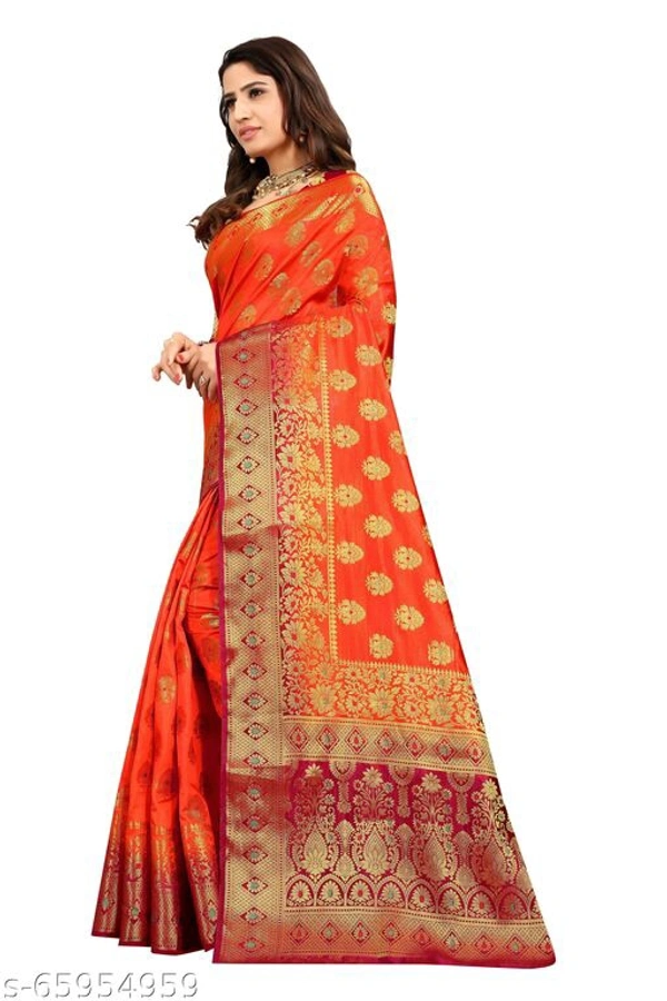 Ganga kanjivaram silk saree with zari blouse - Blue, s-65954957