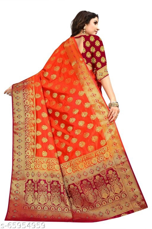 Ganga kanjivaram silk saree with zari blouse - Blue, s-65954957