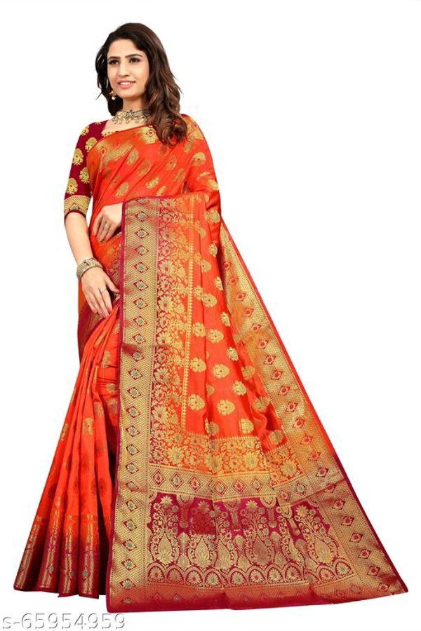Ganga kanjivaram silk saree with zari blouse - Blue, s-65954957