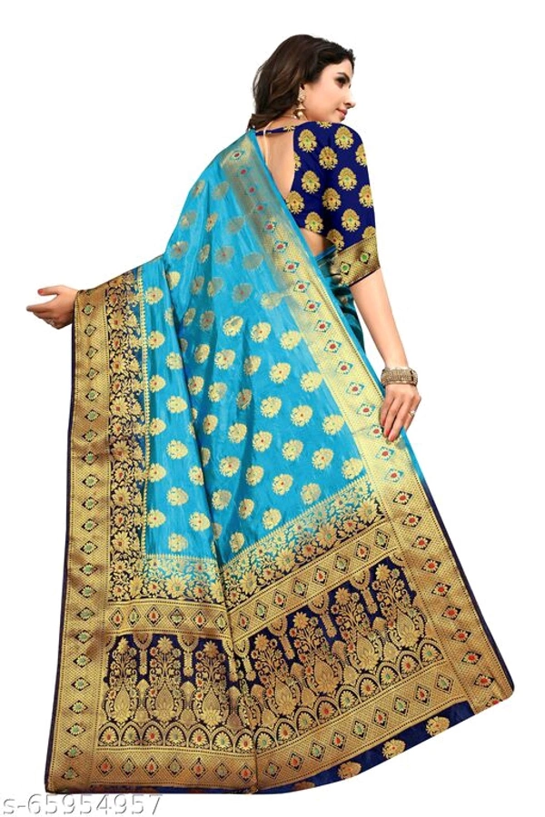 Ganga kanjivaram silk saree with zari blouse - Orange, s-65954959