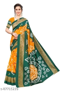 beautiful printed art silk Bandhani saree - s-87715238