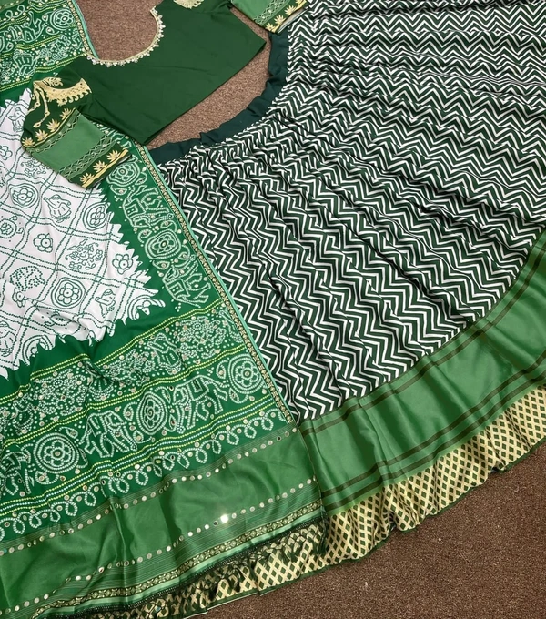 🧚‍♀️💕 *LUNCHING NEW DESIGNER PARTY WEAR FANCY DIGITAL PRINT AND REAL MIRROR HAND WORK LAHENGHA - CHOLI WITH DUPATTA* 🧚‍♀️💕 - Green