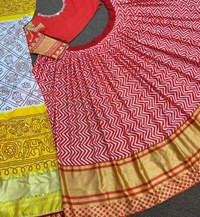 🧚‍♀️💕 *LUNCHING NEW DESIGNER PARTY WEAR FANCY DIGITAL PRINT AND REAL MIRROR HAND WORK LAHENGHA - CHOLI WITH DUPATTA* 🧚‍♀️💕 - Red-Yelllow