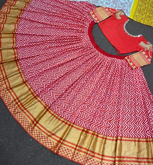 🧚‍♀️💕 *LUNCHING NEW DESIGNER PARTY WEAR FANCY DIGITAL PRINT AND REAL MIRROR HAND WORK LAHENGHA - CHOLI WITH DUPATTA* 🧚‍♀️💕 - Red-Yelllow