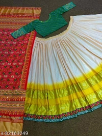 HMSR CREATION'S DIGITAL PRINTED LEHENGA WITH REAL MIRROR WORK CHOLI - Free size