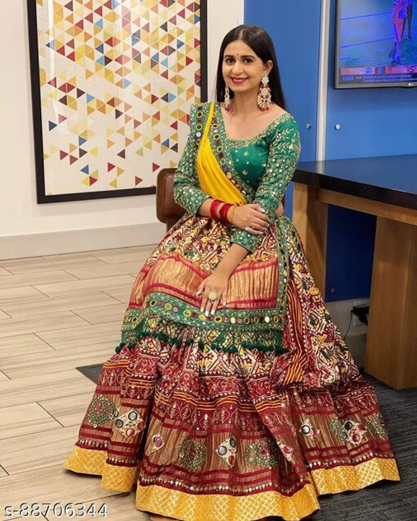 NEW N D FASHION BY HEAVY  BUTTER SILK MIRROR WORK  PATOLA DESIGN CHOLI. - Free size
