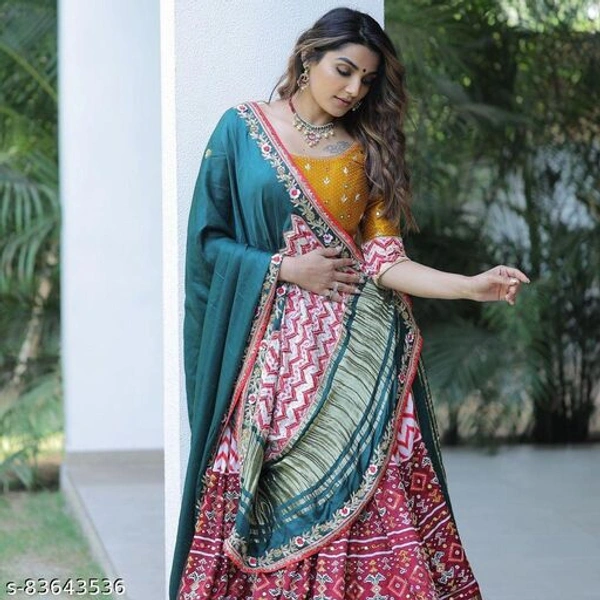 OSHOPA ENTERPRISE PRESENT BY HEAVY BUTTER SILK MIRROR HAND WORK LEHENGA CHOLI - Free size