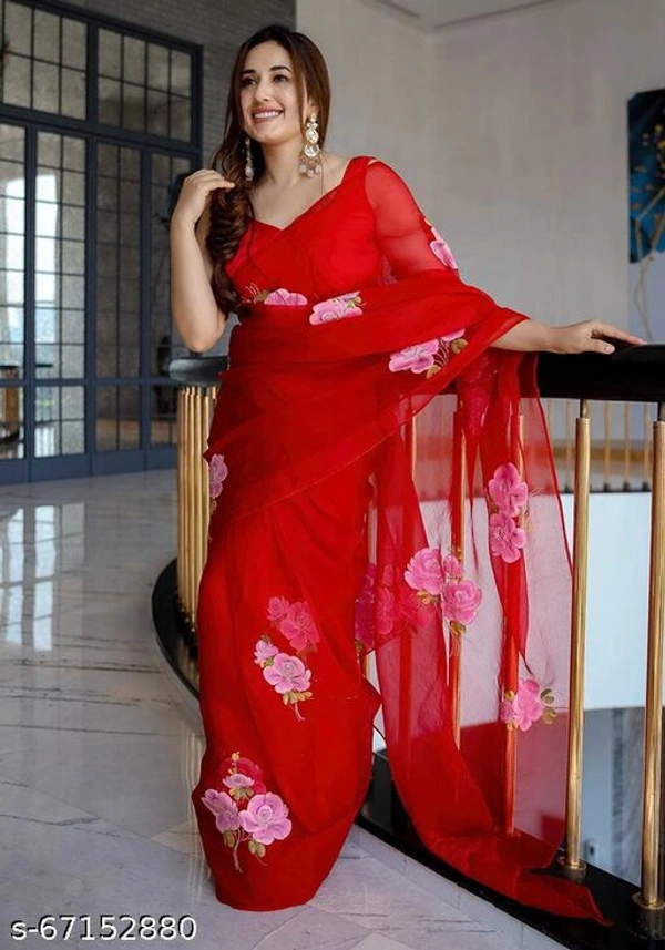 Organza Floral Printed Saree - s-67152880, Free size