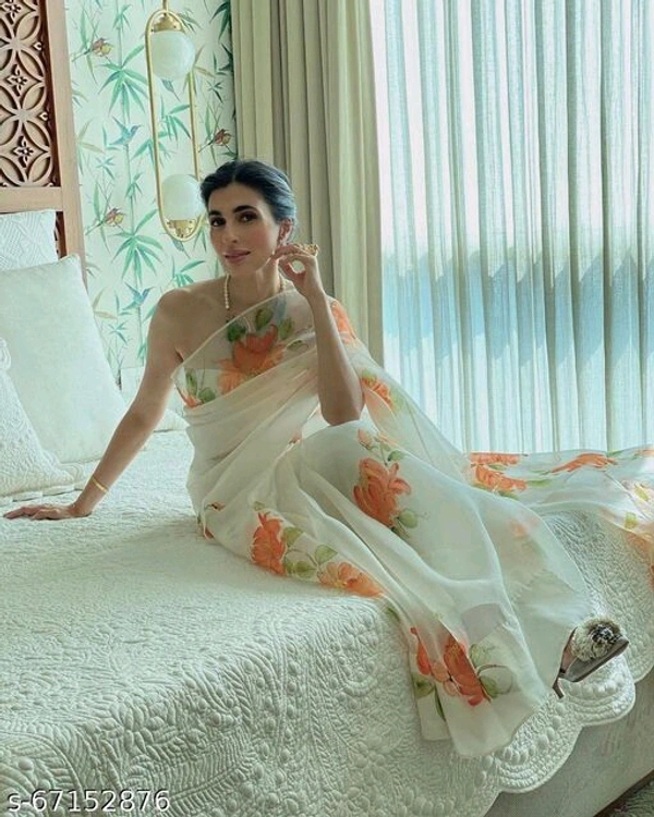 Organza Floral Printed Saree - s-67152880, Free size