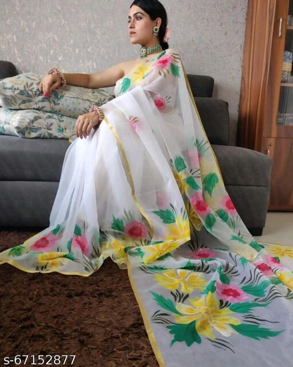 Organza Floral Printed Saree - s-67152879, Free Size