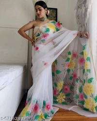 Organza Floral Printed Saree - s-67152876, Fee size