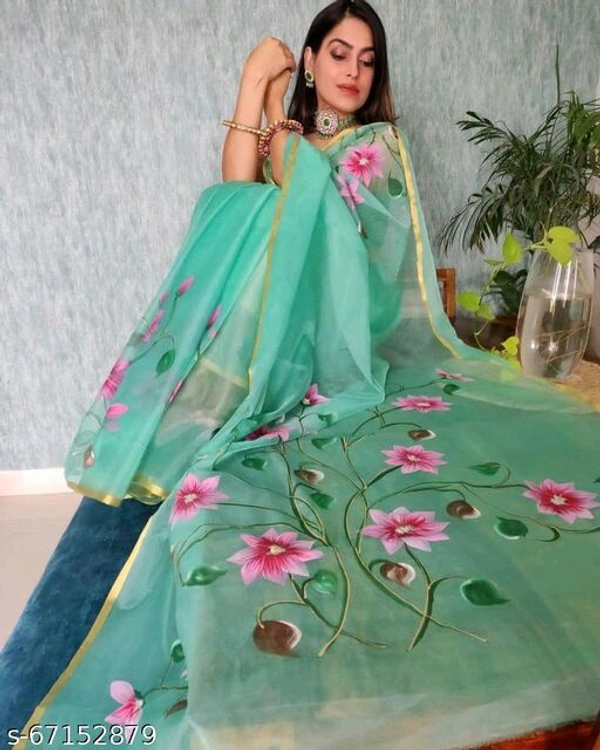 Organza Floral Printed Saree - s-67152876, Fee size