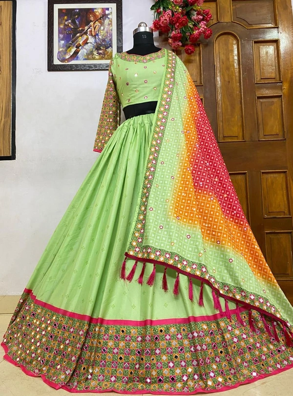 LC -276 PRESENTING NEW DESIGNER NAVRATRI SPECIAL LAHENGA CHOLIFeaturing printed work lehenga choli in heavy Butter Silk . Quality is worth paying👌(Am) - Free Size