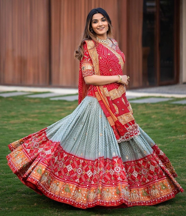 (Am) LC 703 ❤️PRESENTING NEW DESIGNER PRINTED LAHENGA CHOLI❤️ - Free Size