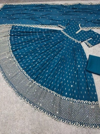 *Presenting New Designers Party Wear Gown 4 Colors With Heavy Embroidery Siquence Work*(am) - Free Size