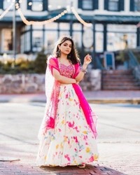 *New Designer printed Ruffle lehengha with heavy blouse and dupatta*(am) - Free Size