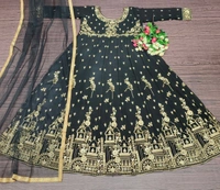 *NEW PARTY WEAR GEORGETTE HEAVY EMBROIDERY WORK GOWN WITH*(am) - Black