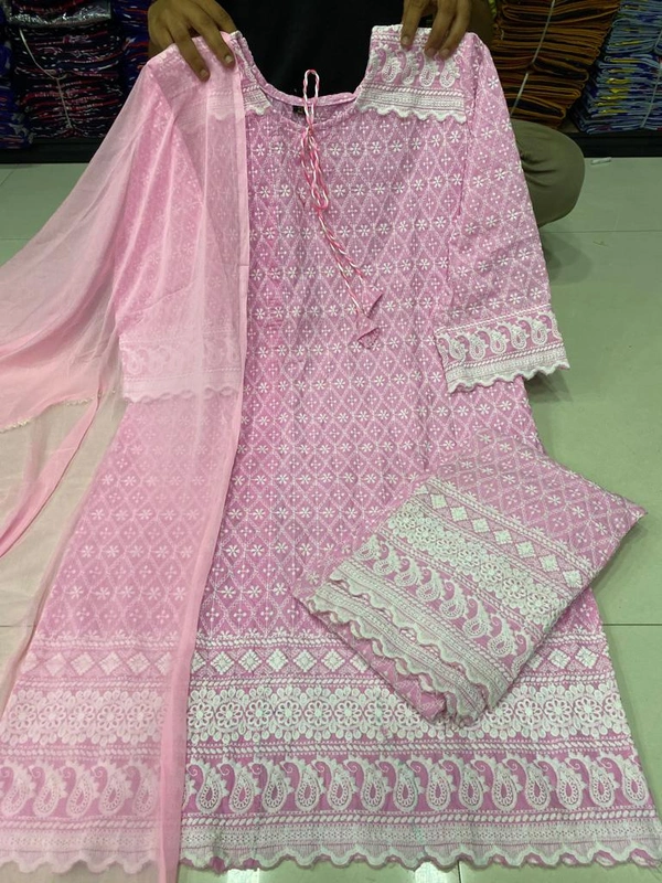 *NEW CHIKEN KARI KURTI PENT DUPPTA LAUNCH 🌸*(am) - Pink, XL