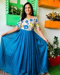 Beautiful Kalamkari Gown(am) - Violate, M