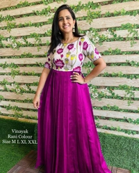 Beautiful Kalamkari Gown(am) - Violate, M
