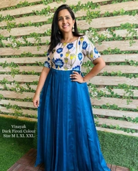Beautiful Kalamkari Gown(am) - Violate, M