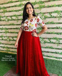 Beautiful Kalamkari Gown(am) - Violate, M