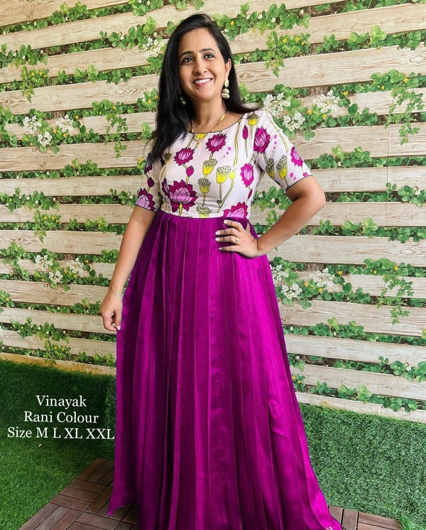 Beautiful Kalamkari Gown(am) - Pink, M