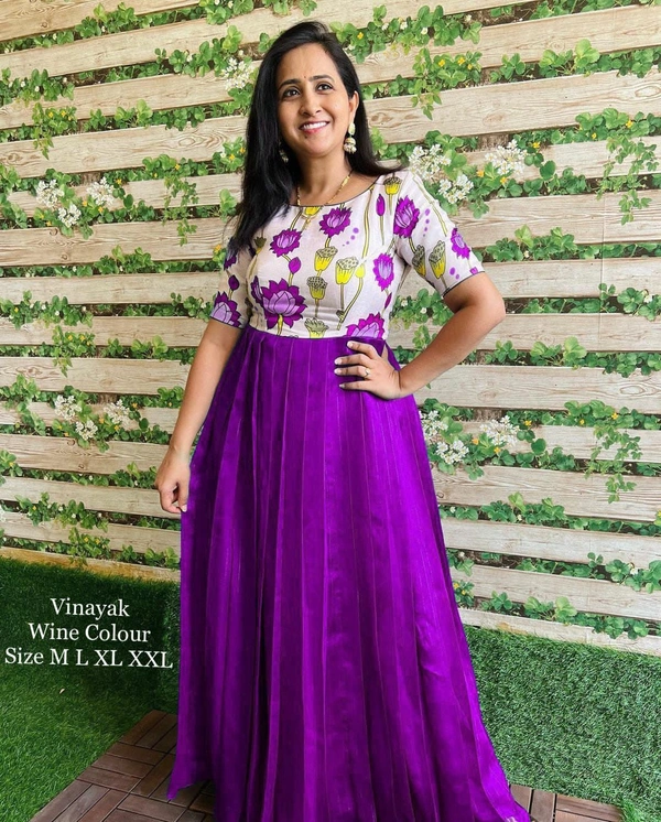 Beautiful Kalamkari Gown(am) - Violate, L