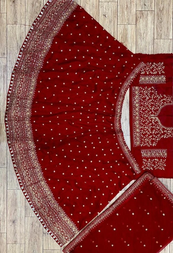 *PRESENTING NEW DESIGN  EMBROIDERY WITH SIQUANCE WORK LEHENGA CHOLI WITH DUPATTA*(am) - Red