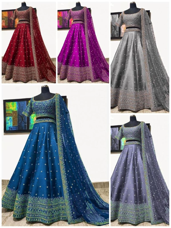 *PRESENTING NEW DESIGN  EMBROIDERY WITH SIQUANCE WORK LEHENGA CHOLI WITH DUPATTA*(am) - Red