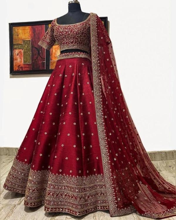 *PRESENTING NEW DESIGN  EMBROIDERY WITH SIQUANCE WORK LEHENGA CHOLI WITH DUPATTA*(am) - Pink
