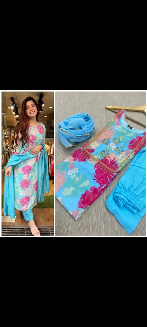 👉👗💥 *LUNCHING NEW DRESS PARTY WEAR LOOKING 4 COLOR NEW WID PANT*💥👗👌🎊🎊🎊🎊🎊🎊(am) - XXL(44), Sky Blue
