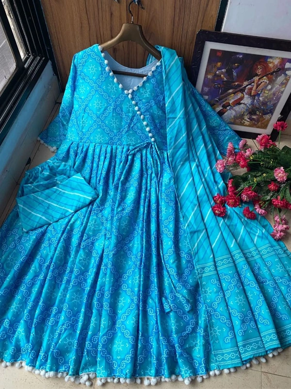 *LC 760*♥️ PRESENTING NEW DESIGNER  PRINTED ANARKALI GOWN ♥️(am) - Pink