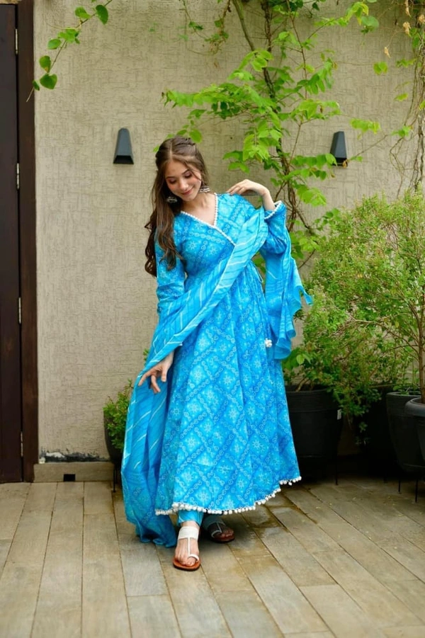 *LC 760*♥️ PRESENTING NEW DESIGNER  PRINTED ANARKALI GOWN ♥️(am) - Blue