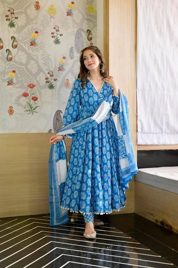*LC 760*♥️ PRESENTING NEW DESIGNER  PRINTED ANARKALI GOWN ♥️(am) - Blue