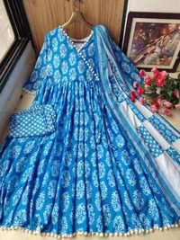 *LC 760*♥️ PRESENTING NEW DESIGNER  PRINTED ANARKALI GOWN ♥️(am) - Blue