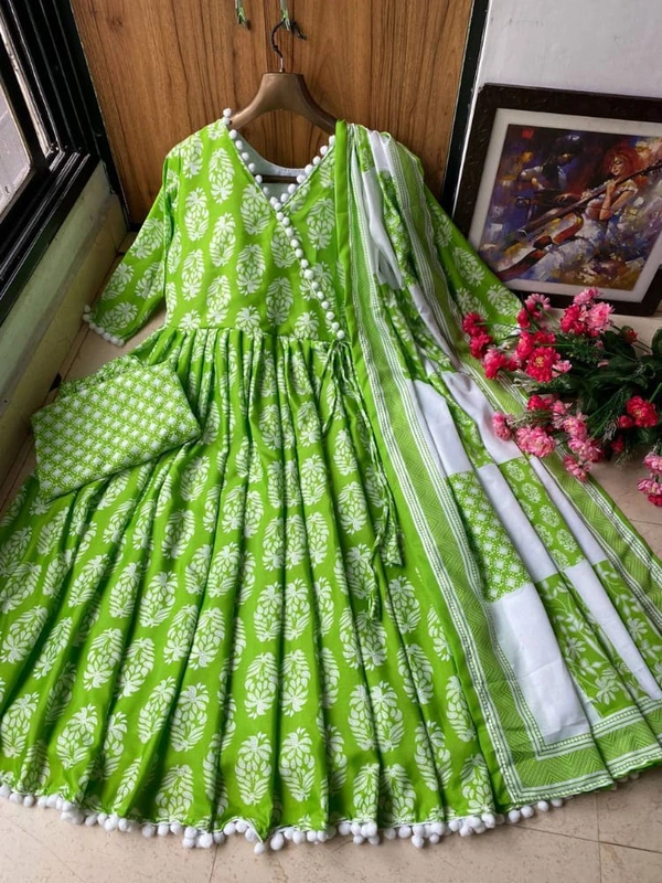 *LC 760*♥️ PRESENTING NEW DESIGNER  PRINTED ANARKALI GOWN ♥️(am) - Blue